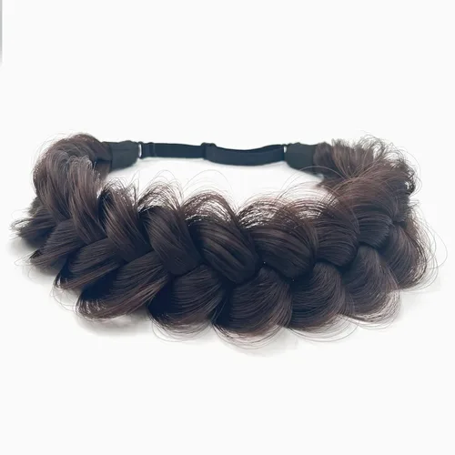 Miniatura 4 de Diadema trenzada de pelo sintético, hebras anchas clásicas, para boda, desordenada, esponjosa, peluca, accesorio de belleza para mujer