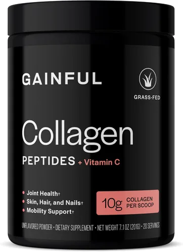Gainful Performance Boost - Péptidos de colágeno en polvo con vitamina C, apoyo para la piel, el sistema inmunológico y las articulaciones, colágeno