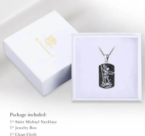 Miniatura 7 de Brisskaari Collar ovalado de San MiguelSan Cristóbal para mujeres y hombres plata de ley 925 collar con colgante de amuleto de San Patricio arcángel