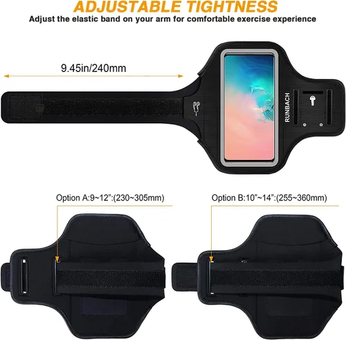 Miniatura 6 de Brazalete para Samsung Galaxy S26+/S25+/S24+/S23+/S22+/S20+/S10+/S9+/S8+, bolsa de gimnasio con soporte para llaves y ranura para tarjeta (negro)
