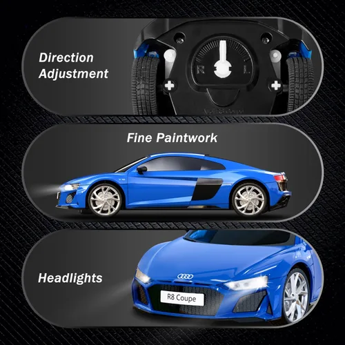 Miniatura 4 de AEROQUEST Audi - Auto de control remoto, a escala 1:24, eléctrico, deportivo, de carreras, pasatiempos, vehículo modelo Audi para niños y niñas, Azul