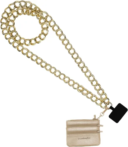 Miniatura 10 de Save the Girls Clip and Go - Cadena de metal para teléfono con bolsa (Gun Metal - Bolsa Negra) – Elegante cordón crossbody para teléfono con Cadena
