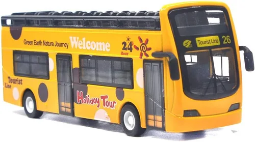Miniatura 8 de Ailejia Autobús Urbano Turístico de Dos Pisos Modelo Autobús Descapotable Vehículos de Juguete Fundidos a Presión con Retroceso Vehículos