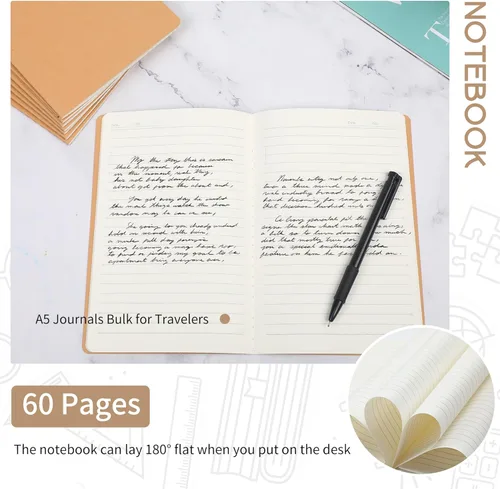 Miniatura 4 de Miikoul 72 paquetes de cuadernos en papel kraft A5 con papel rayado al por mayor, 8.3 x 5.5 pulgadas, 60 páginas/30 hojas, 80 g/m², cuaderno