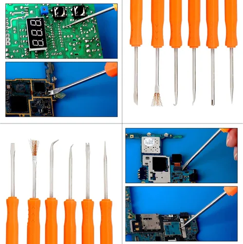 Miniatura 6 de Kaisiking 6 piezas de ayuda de soldadura de doble cara herramienta de reparación con 2 pinzas de precisión para reparación electrónica y soldadura