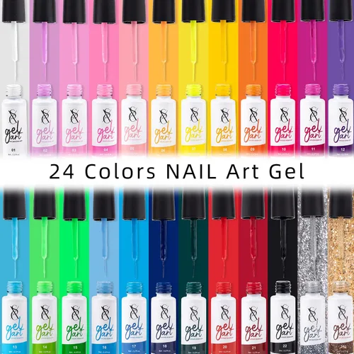 Miniatura 2 de SXC Cosmetics - Juego de delineador de gel de 24 colores para arte de uñas, con cepillo fino integrado para diseños de uñas en espiral y esmalte