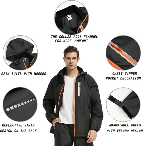 Miniatura 2 de JAEZZIY Trajes de lluvia para hombre impermeables