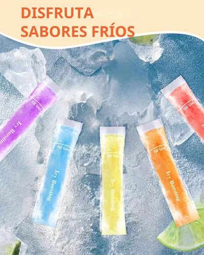 Miniatura 7 de 150 bolsas desechables para moldes de paletas de hielo (8 x 2 pulgadas) para aperitivos de frutas naturales, jugos y batidos, moldes de paletas