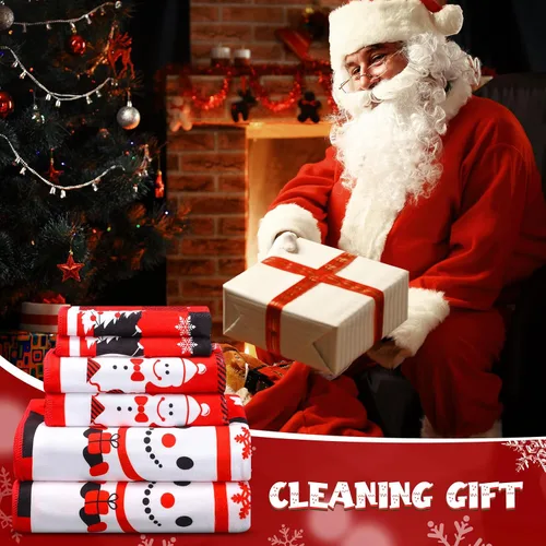 Miniatura 6 de Buryeah Juego de 6 Piezas de Toallas de Baño de Navidad 2 Toallas de Baño Rojas Suave con Diseño de Buffalo Plaid 2 Toallas Cuadradas Decorativas 2