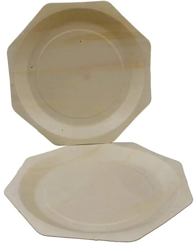 Concession Essentials Platos desechables redondos de madera de 6 pulgadas, compostables, pequeños, marrones, paquete de 50 unidades