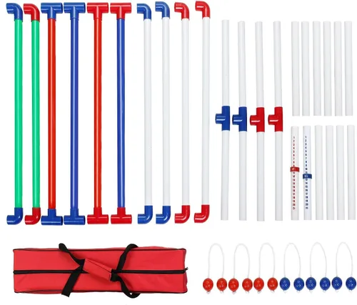Miniatura 9 de WIn SPORTS Juego de lanzamiento de escalera para exteriores, juego de lanzamiento de pelota para interiores con 6 bolos pesados, funda de transporte
