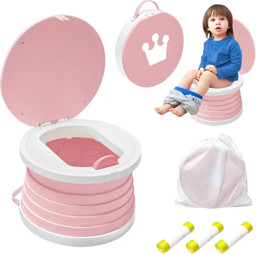 Miniatura 11 de Orinal portátil para viajes de niños pequeños, silla de entrenamiento para ir al baño con bolsa de viaje, inodoro de entrenamiento para ir al aire