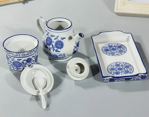Miniatura 3 de Azucarero de cerámica para alivio de flores, tarro de especias con tapa y cuchara