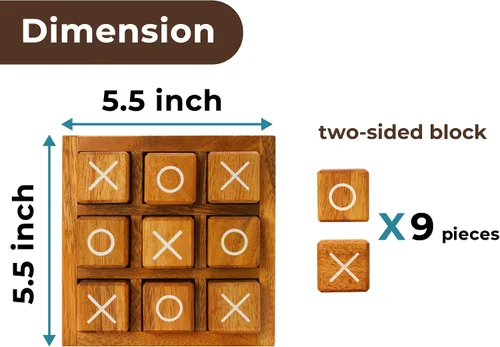 Miniatura 8 de BSIRI Bloques XO de madera (L) Juegos de mesa de Tic Tac Toe - Ideal para juegos de niños, juegos familiares y noches de juegos para adultos