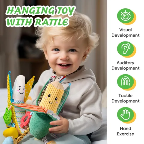 Miniatura 2 de Jollybaby Sonajeros de bebé, juguetes colgantes para asiento de automóvil, cuna, cochecito, gimnasio, juguetes sensoriales Montessori de felpa
