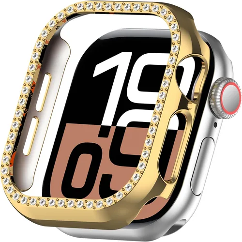 Miniatura 9 de Miimall Funda protectora de diamantes de imitación para mujer, compatible con Apple Watch 11/10 de 1.654 in, protector de marco de policarbonato