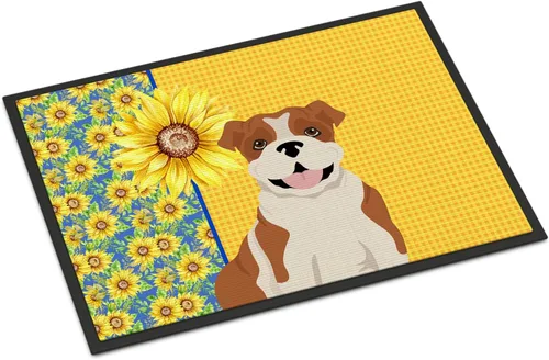 Miniatura 179 de Caroline's Treasures WDK5313MAT Airedale Terrier - Tapete para puerta delantera de 18 x 27 pulgadas, diseño de girasoles de verano, para entrada