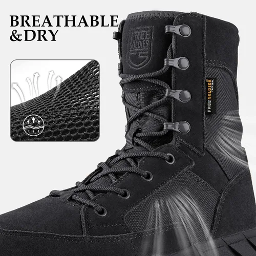 Miniatura 5 de FREE SOLDIER Men's 8 Inch Tactical Side Zip Boots Military Army Work Boots Lightweight Combat Boot for Motorcycle Boot