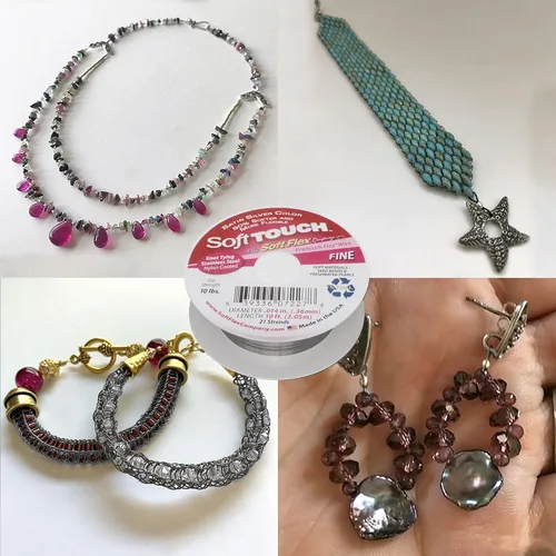 Miniatura 2 de Soft Flex Alambre de cuerda de 21 hebras, trenzado flexible, fino, 0.14 de diámetro, alambre de cuentas para fabricación de joyas, plata satinada