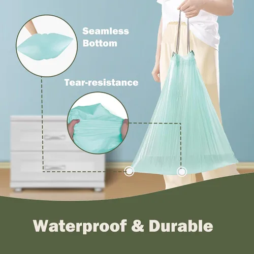 Miniatura 5 de Bolsas de basura compostables con asa compostable de 4 galones con cordón extra grueso de 0.78 mils, bolsas de desechos de compost de comida con US