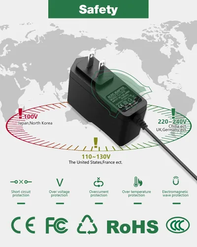 Miniatura 7 de Fuente de alimentación de 12 V 1A, adaptador de CA 100-240 V CA a CC 12 V 1 A adaptador de cable de alimentación 700 mA 500 mA 400 mA 300 mA