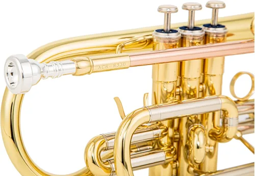 Miniatura 6 de Corneta Bb ACR 8330 para principiantes y jugadores intermedios, válvulas de acero inoxidable, calibre ML, tubo principal de latón dorado de 120 mm