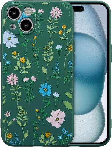 Miniatura 22 de RALEAVO Funda Floral para iPhone 12, Cubierta de Silicona Líquida con Bonito Patrón de Rama de Flores para Niñas y Mujeres, Funda Protectora de Goma