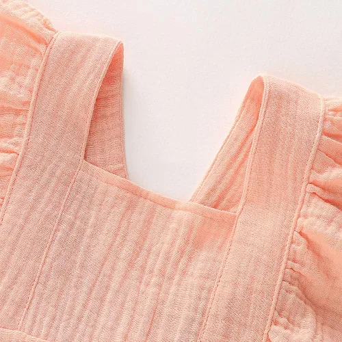 Miniatura 3 de Douhoow Mameluco de bebé niña mameluco con volantes de una sola pieza ropa de lino de algodón