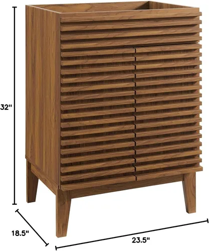 Miniatura 3 de Modway Gabinete de tocador de baño Render en negro - Lavabo no incluido