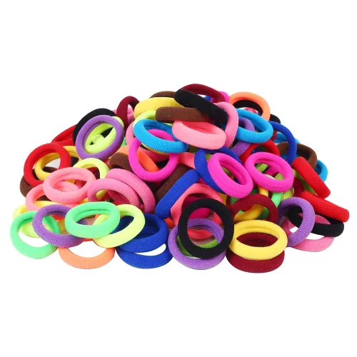Miniatura 2 de QRTVI 120 Piezas Ligas para el Cabello de Bebé, Ligas de Cabello de Algodón para Niñas Pequeñas y Niños, Bandas para el Cabello Pequeñas Multicolor