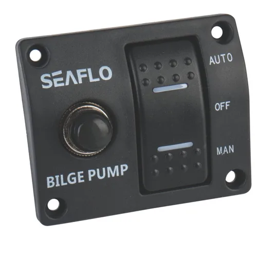 SEAFLO Panel de interruptores de bomba de sentina de 3 vías (automático-apagado manual) 12v 24v con disyuntor integrado de 15 A