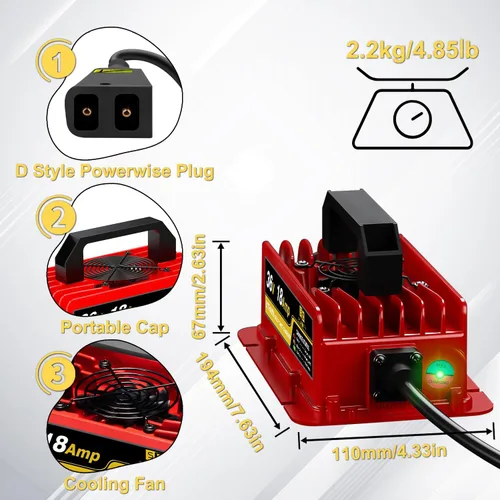 Miniatura 3 de cargador del carro de golf de 36V 18AMP Volt, cargador de batería del carro de golf del litio de EZGO TXT