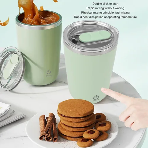 Miniatura 5 de Shaker Bottle - Taza mezcladora eléctrica de acero inoxidable de 11.8 onzas, mezcladora autoagitable, taza de café recargable por USB para deportes