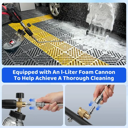 Miniatura 2 de Tool Daily - Accesorio para lavadora a presión de chasis de 16 pulgadas, limpiador de chasis de doble función con cañón de espuma de 1 litro, escoba