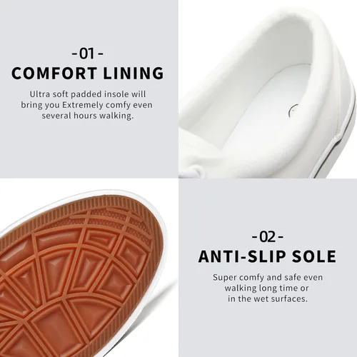 Miniatura 4 de FRACORA Zapatos de lona blancos para hombre, tenis de lona con cordones, Blanco