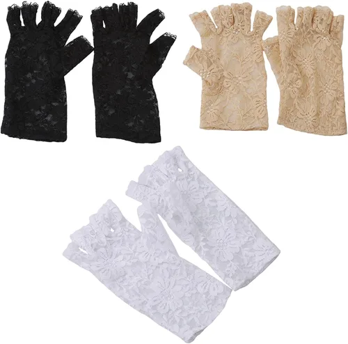 Miniatura 5 de Sperrins Skylety Sunblock Fingerless Bridal Lace Gloves Opera Evening Wedding Tea Party Prom Cosplay