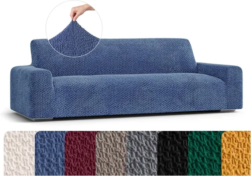 Miniatura 13 de PAULATO BY GA.I.CO. Funda para sofá, funda de sofá biplaza, funda elástica para sillón, funda de tela de poliéster suave, colección terciopelo, Negro