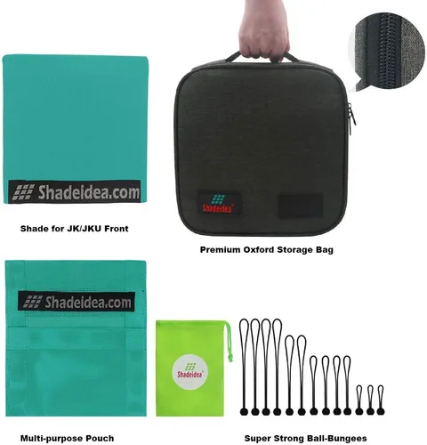 Miniatura 5 de Shadeidea - Parasol para Jeep Wrangler JK Unlimited (2007-2018), de 2 puertas y 4 puertas frontales-Tiff, pantalla de malla azul para parasol