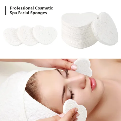 Miniatura 2 de 50 esponjas faciales comprimidas, esponja facial de celulosa 100% natural, esponjas cosméticas profesionales de spa para limpieza facial, mascarilla