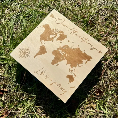 Miniatura 4 de Our Adventures Box, 8.5 x 8 x 2.5 pulgadas, caja de madera, caja de recuerdo, caja de memoria, caja de regalo, regalo de 5 aniversario, ideas