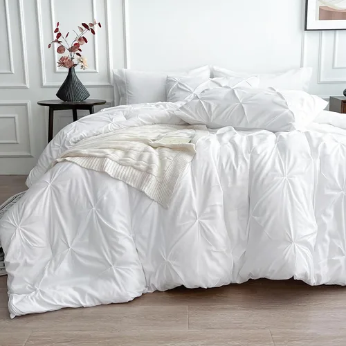 Miniatura 13 de Maple&Stone Juego de Edredón Twin XL, Juegos de Ropa de Cama Extra Largos de 5 Piezas para Dormitorio, Cama en una Bolsa con Edredón Pintuck, Beige