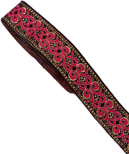 Patrones de palmette - Cinta de tela tejida con flecos para accesorios de ropa, correas de adorno, cinturones, collares de ancho 1.3 pulgadas por