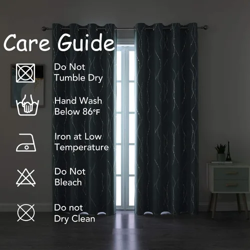 Miniatura 9 de SMILE WEAVER - Cortinas opacas azules para dormitorio de 72 pulgadas de largo, 2 paneles, diseño impreso, cortinas para oscurecer la habitación