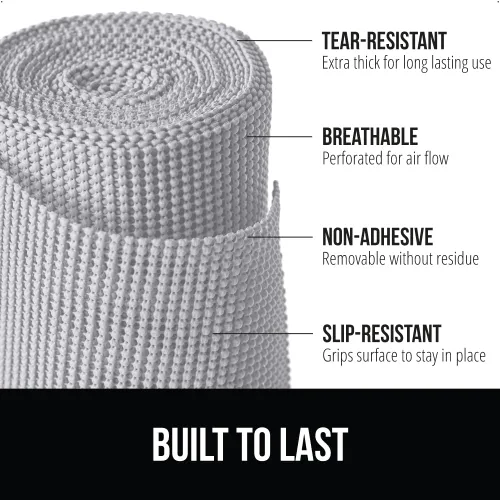 Miniatura 2 de GORILLA GRIP powerGRIP - Forro para estante de cajón y gabinete, agarre grueso y fuerte, forros no adhesivos que protegen armarios de cocina y Gris