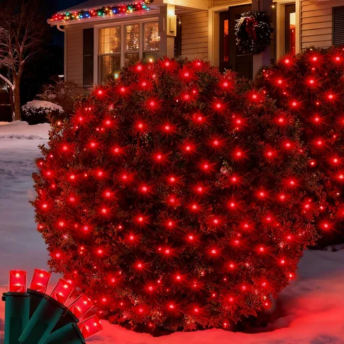 Miniatura 10 de Red de luces LED de Navidad para arbustos, 132 luces LED de 6 pies x 6 pies, conectables con certificación UL para arbustos, árboles, arbustos