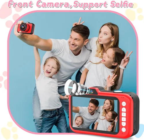 Miniatura 2 de Cámara para niños de CHAKEYAKE, cámara digital para niños pequeños con lente de zoom giratorio, pantalla grande de 3.5”, cámara de juguete de 1080P