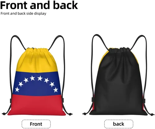 Miniatura 5 de Mochila Venezuela con cordón para yoga, playa, ligera, gimnasio, deportes, cuerda, bolsa venezolana, decoración al aire libre, Negro