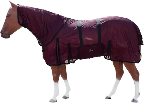 Miniatura 8 de HILASON Hoja de mosca de caballo con protección UV, malla transpirable, mosquito, primavera, alfombra de caballo de verano, alfombra de mosca