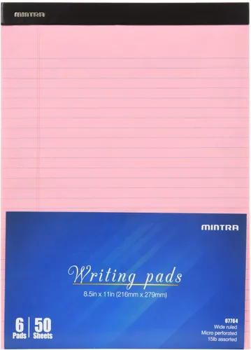 Miniatura 2 de Mintra Office - Blocs de notas tamaño legal, ((Versión básica 6pk - (Versión en colores pastel #2), 8.5 x 11 pulgadas, renglones anchos)) Pastel v2