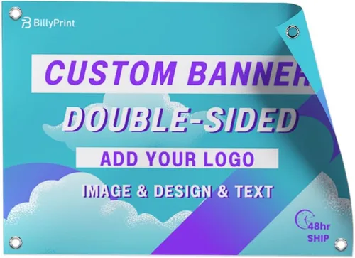 BillyPrint Cartel de vinilo personalizado de doble cara con foto o texto personalizado para cumpleaños en interiores, negocios, graduación, fiestas